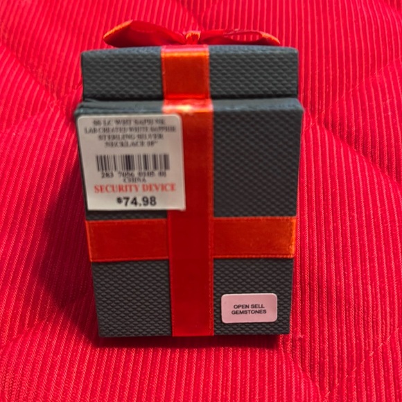 Eye Necklace White Lab Created Sapphire Sterling Silver Chain 18” - Picture 5 of 10